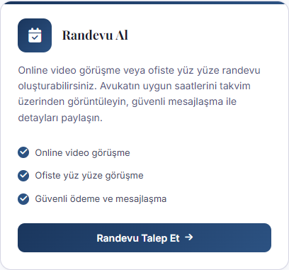 Randevu Al kartı — Randevu Talep Et düğmesi