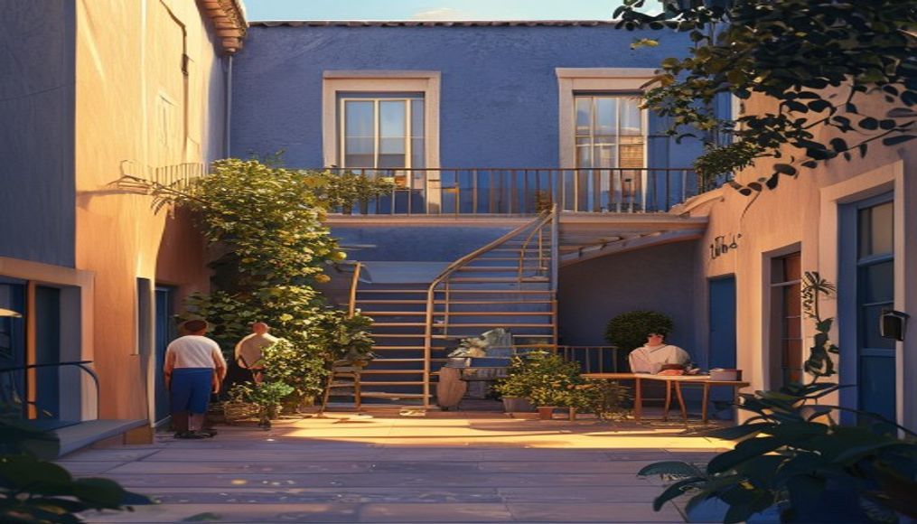 Apartmanda ortak alanların kullanımını gösteren bir sahne