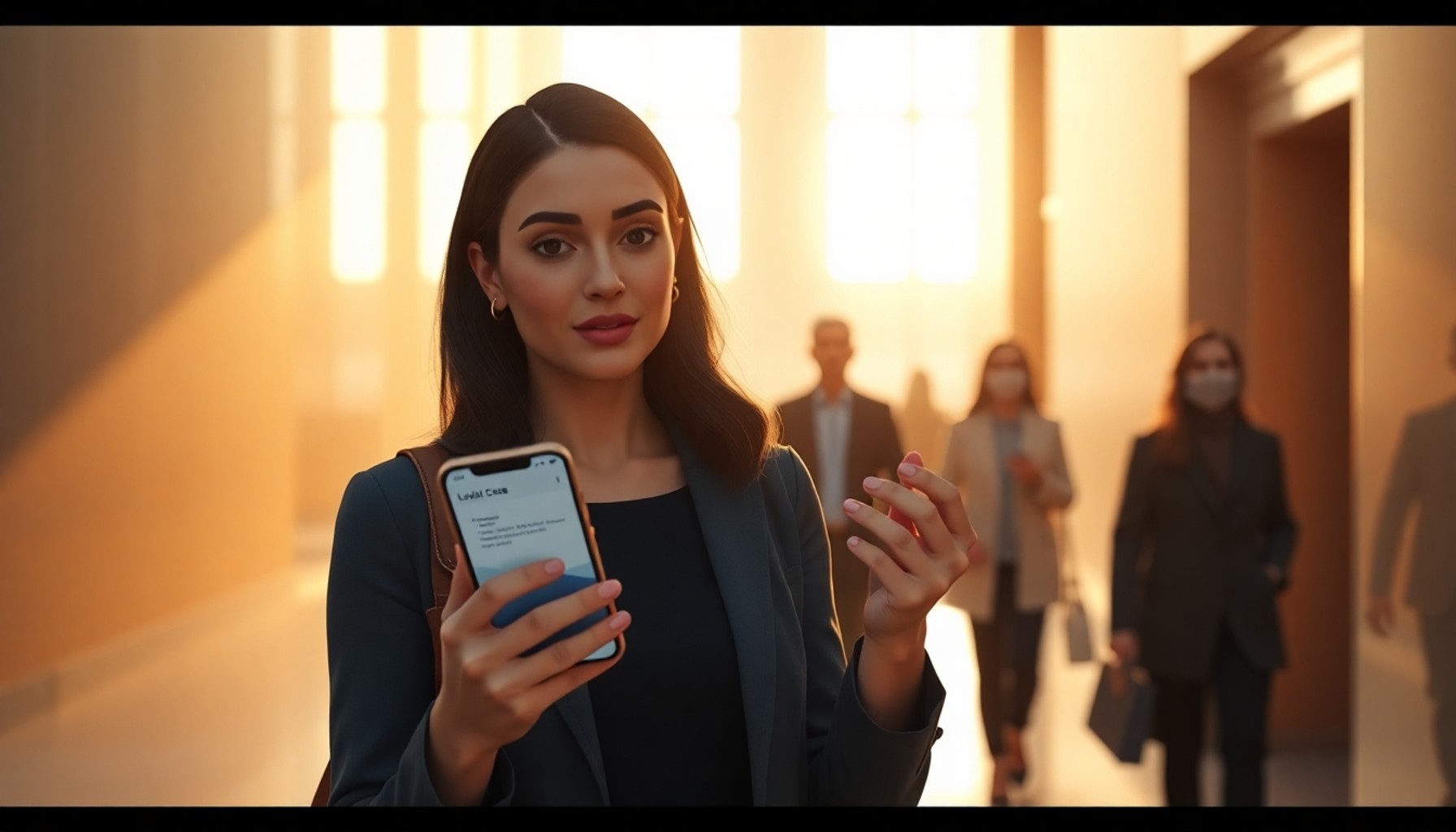 Bir kadın hukuk portalında kendi davasının safahatını akıllı telefondan inceliyor