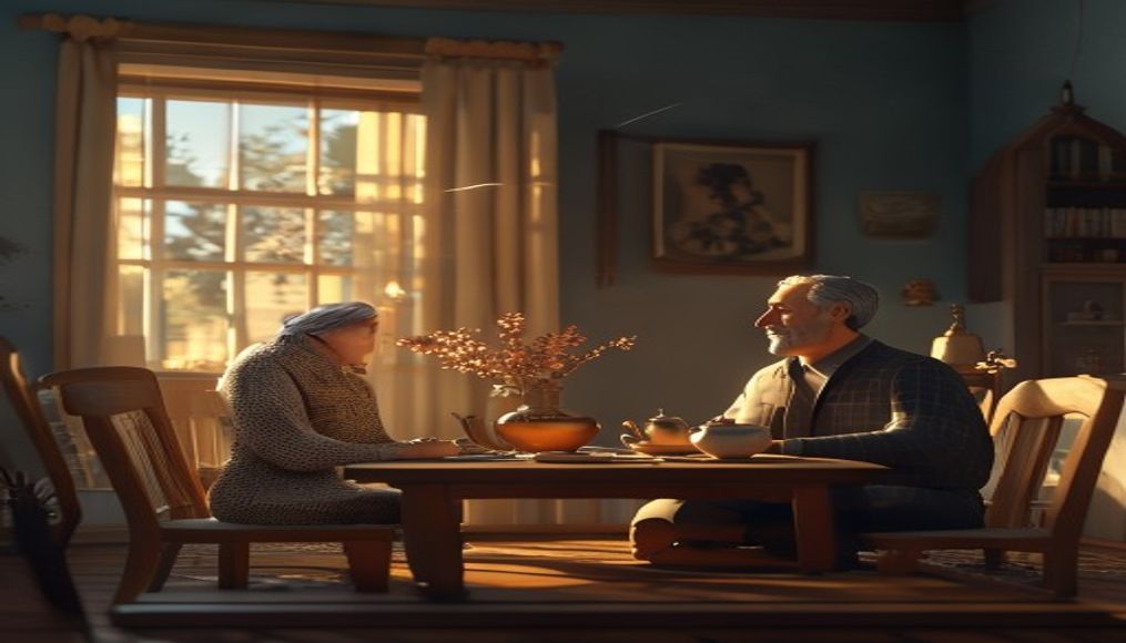 Türk evinde hukuk temalı 3D illüstrasyon