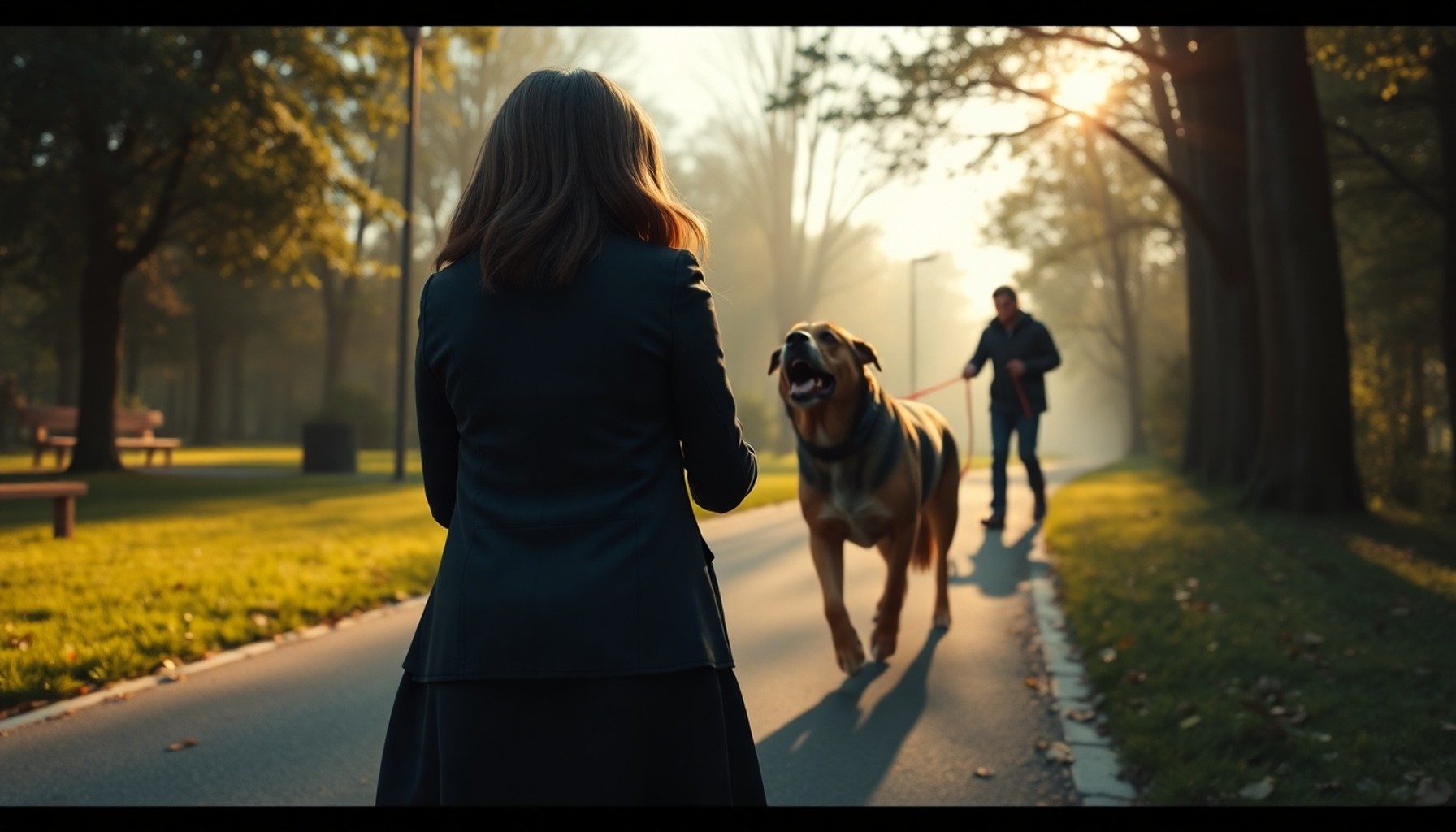 Parkta köpek saldırısıyla karşılaşan kadın ve panikleyen köpek sahibi