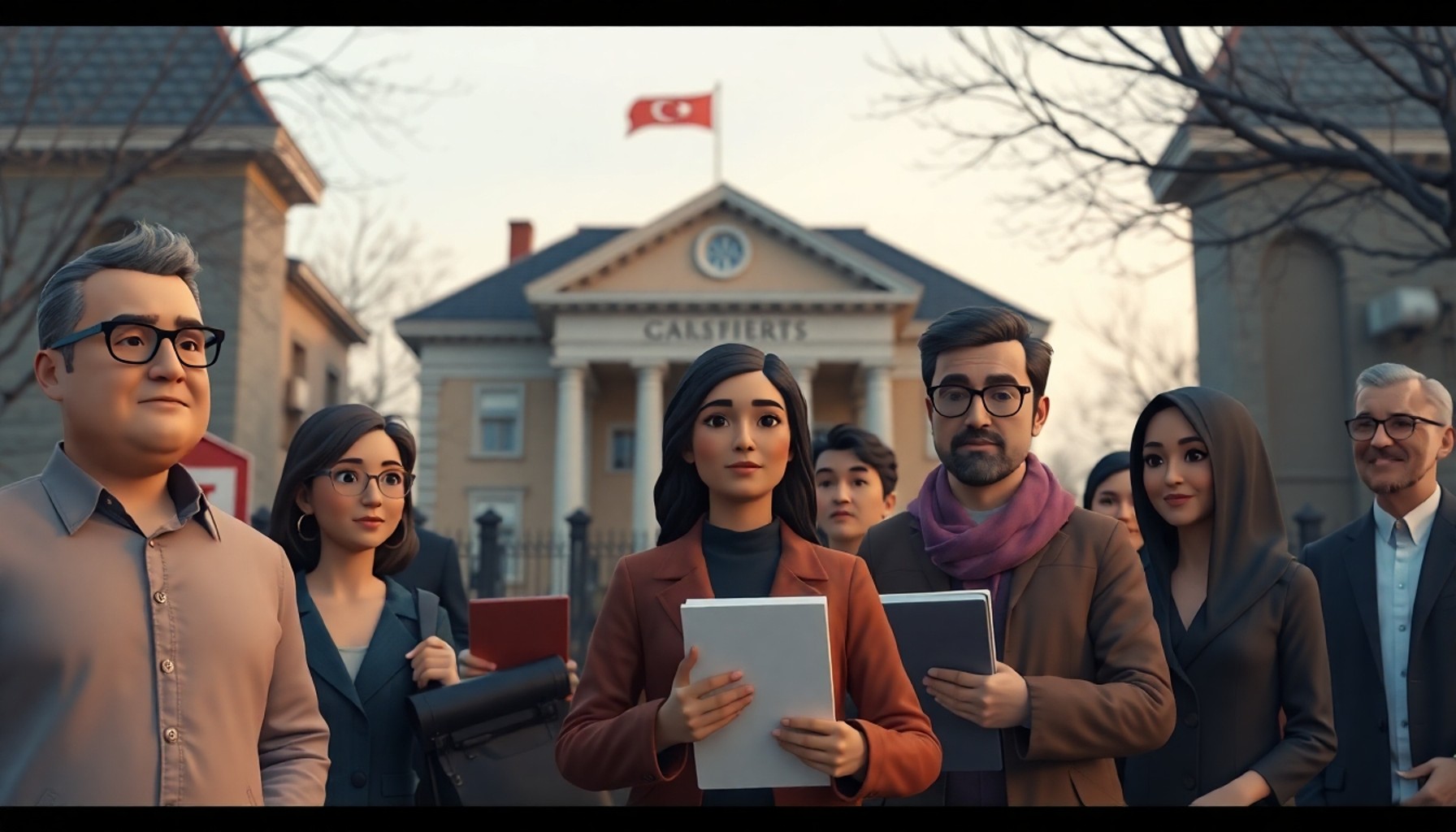 Farklı menfaat sahiplerinin adliye önünde bir araya gelmesi