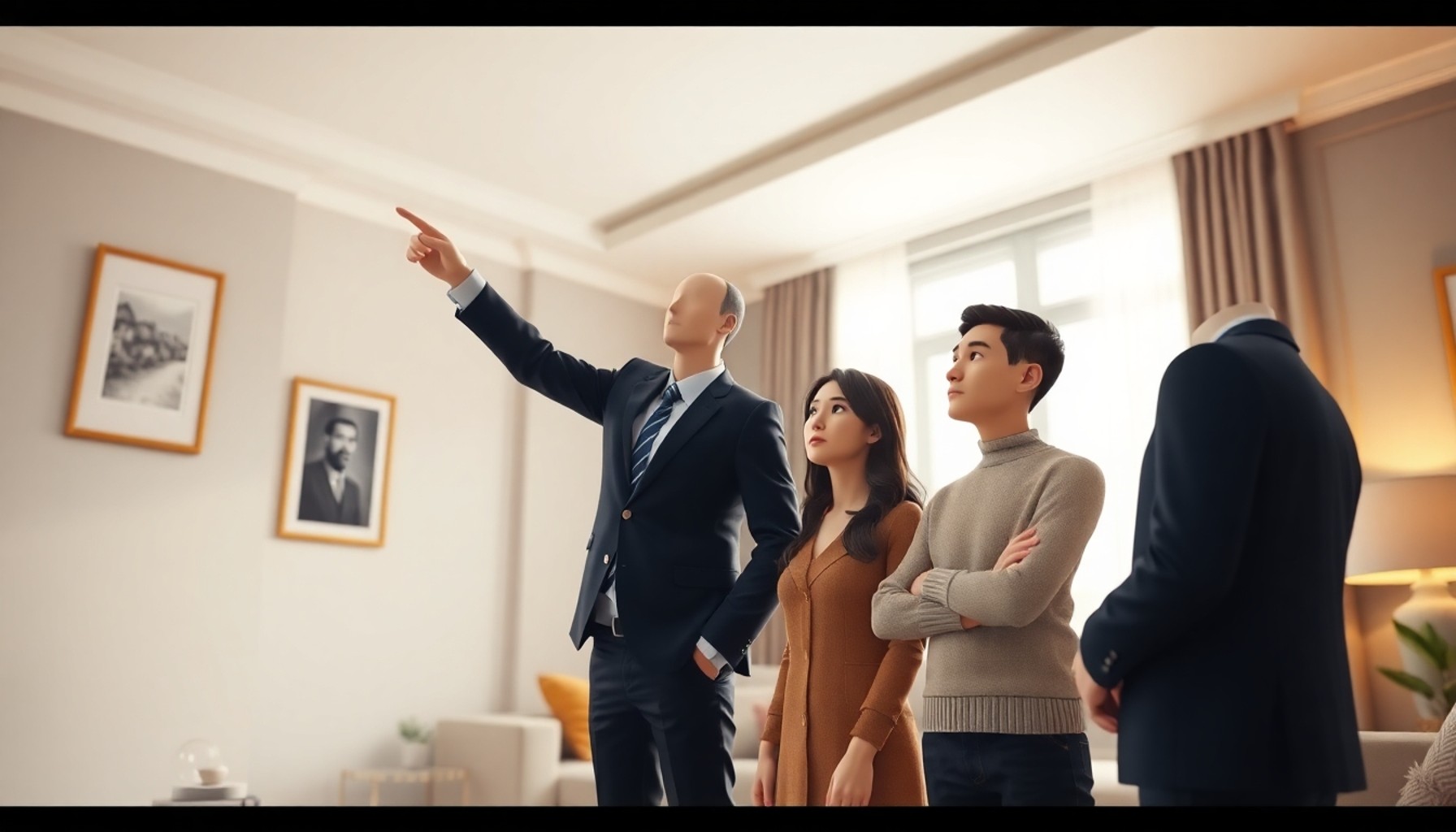 Emlakçının ev gezdirdiği çift sahnesi