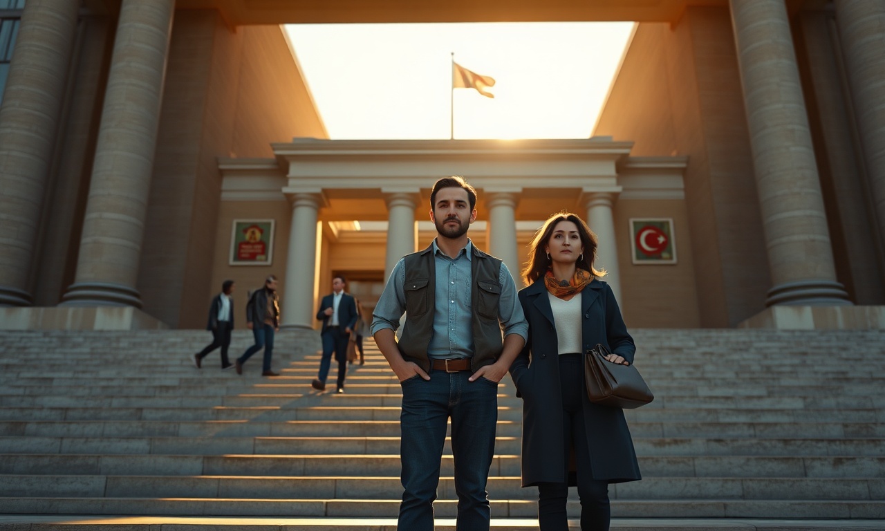 Adliye önünde ailesiyle birlikte duran işçi
