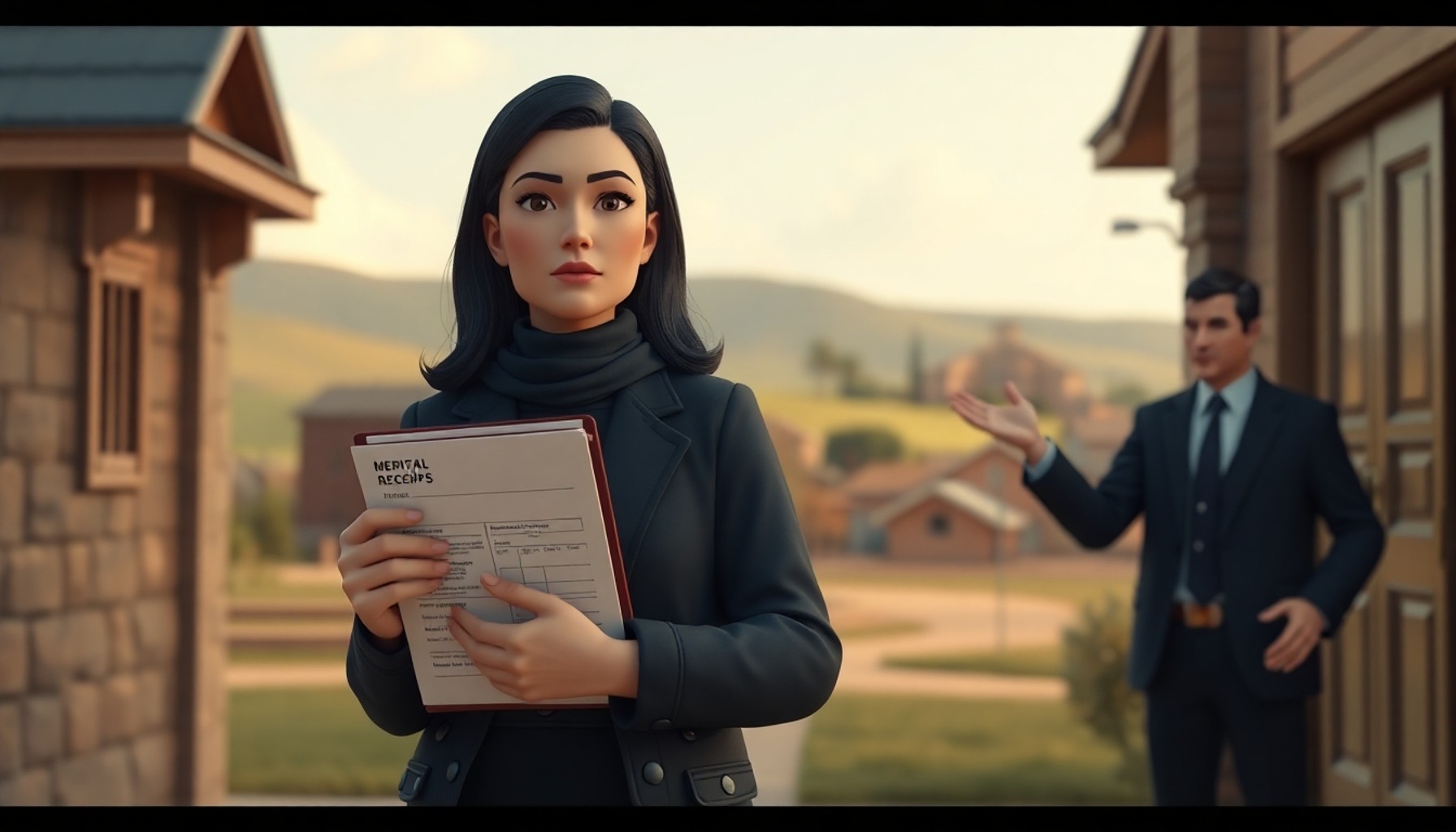 Bakım belgelerini tutan kadın ve mahkeme önünde itiraz eden ağabeyler