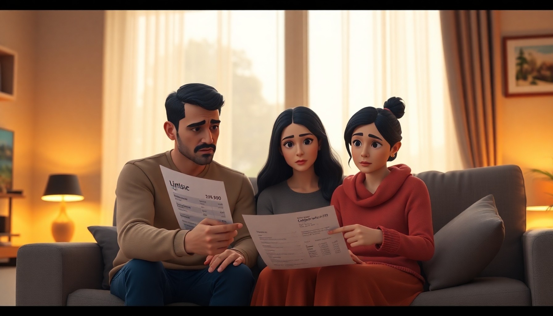 Aile aidat faturasını inceliyor