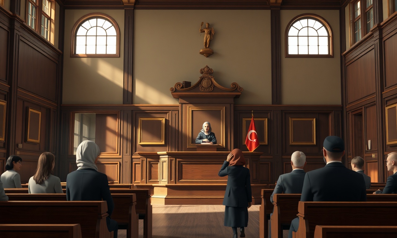 Mahkeme salonunda hakim ve taraflar arasında hakkaniyet değerlendirmesi yapılırken