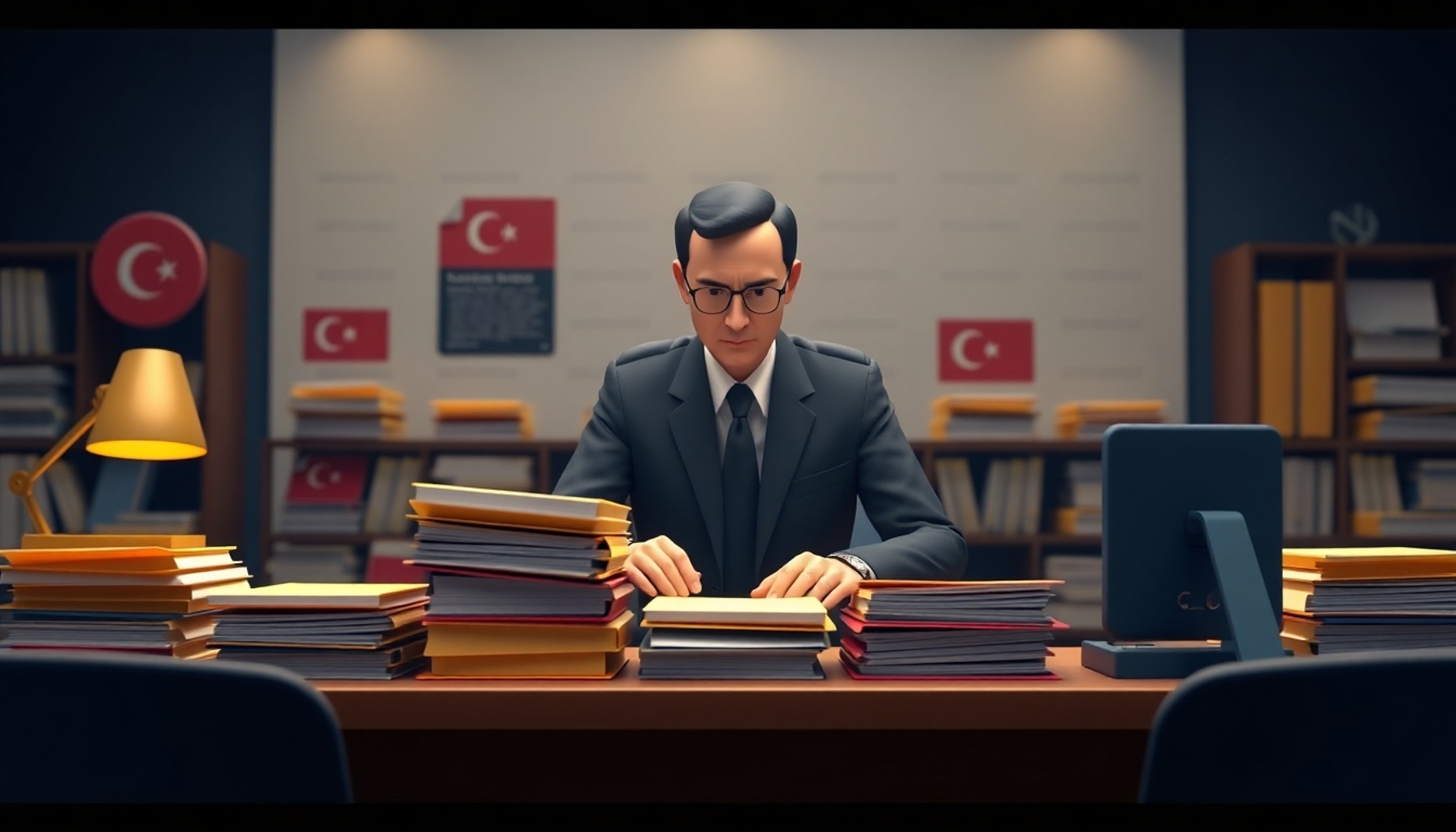 Farklı borç türlerini sıralayan resmi görevli sahnesi