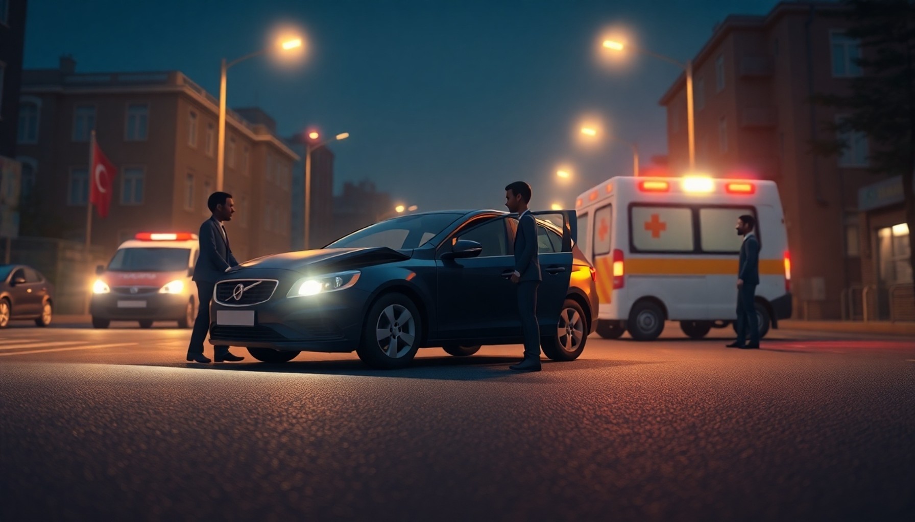 Gece saatlerinde şehir caddesinde trafik kazası ve sigorta süreci