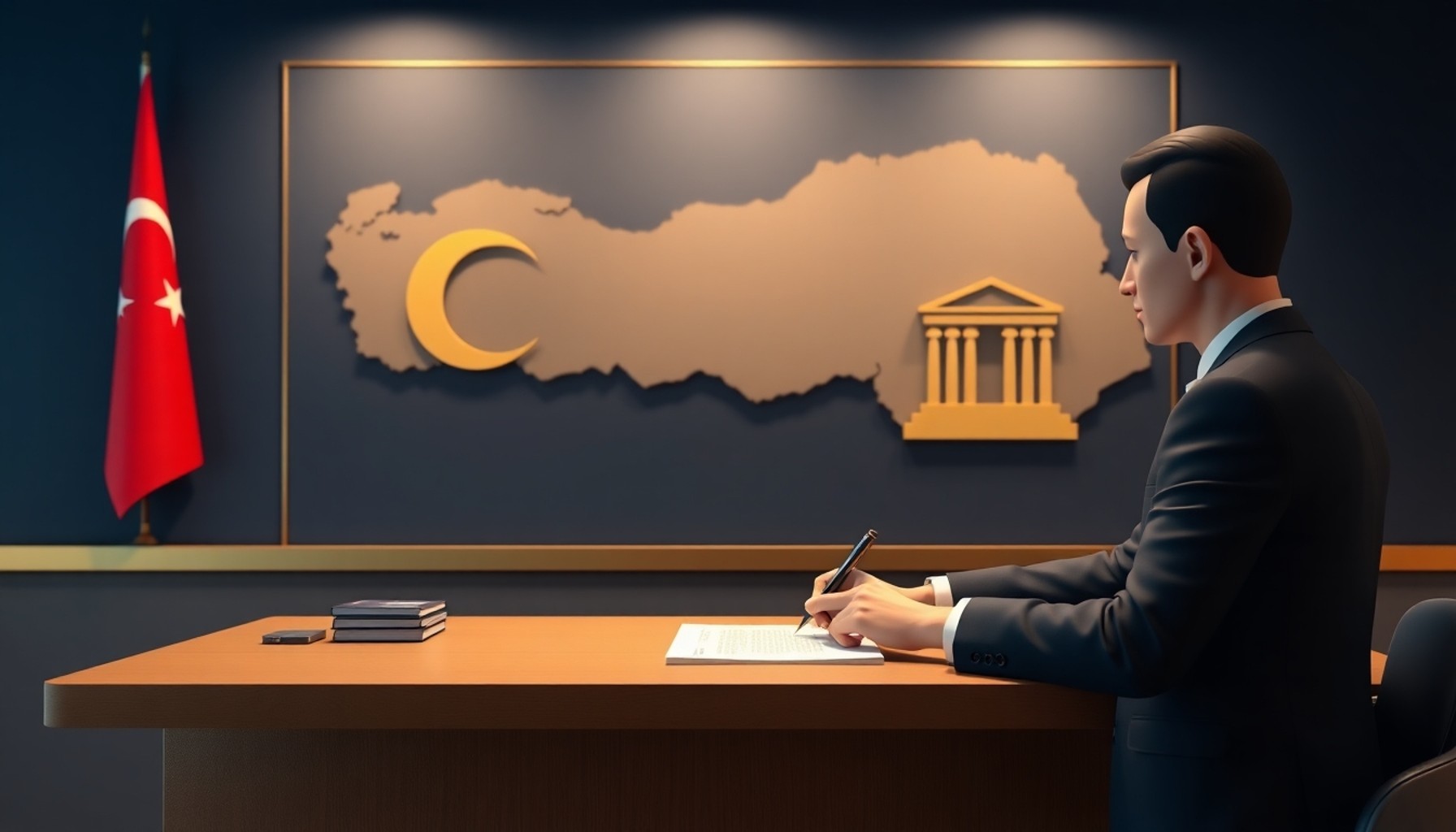 Almanya'daki Türk konsolosluğunda vekâletname imzalayan gurbetçi illüstrasyonu