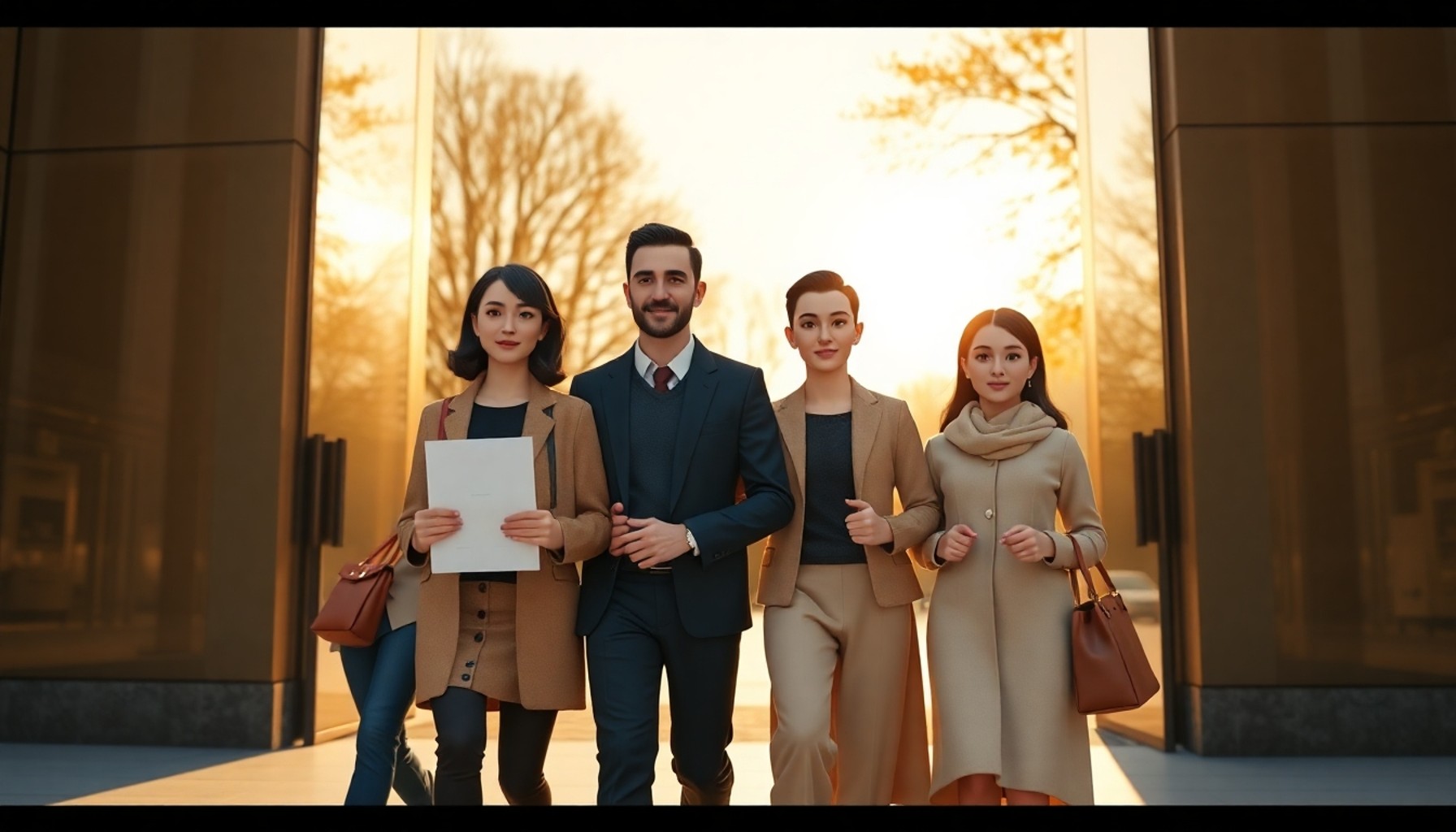 Tapu müdürlüğünden başarıyla çıkan mutlu aile
