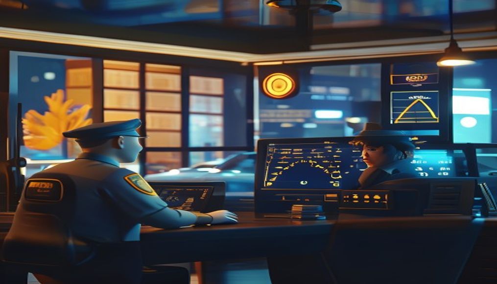 Bir trafik polis memurunun ceza puanlarını gösteren dijital ekranı incelerken sürücünün endişeli duruşu.