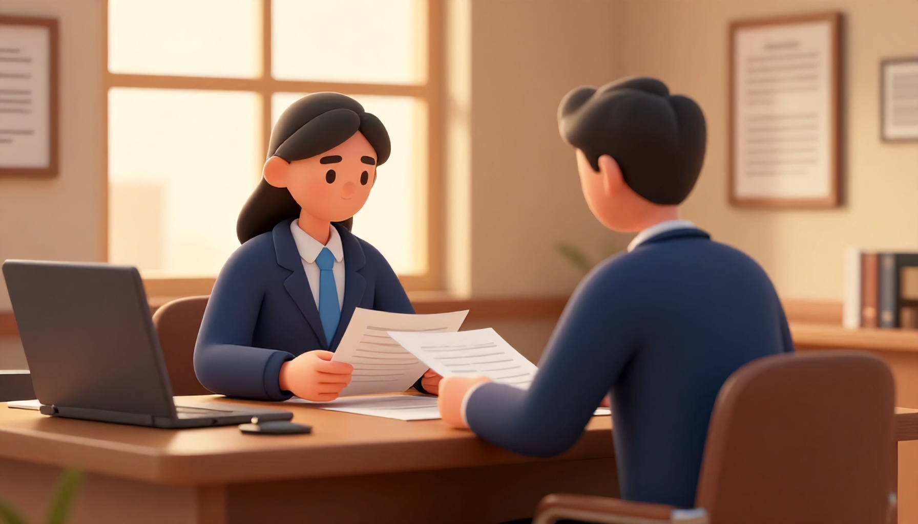 Hukuk web sitesi için sinematik editoryal 3D illüstrasyon: Modern ve aydınlık bir adliye koridorunda ciddi bir tartışma yapan bir grup insan. Çeşitli kişiler küçük gruplar halinde duruyor, bazıları düşünceli jestler yapıyor, bazıları dikkatle dinliyor. Ortamda mermer zeminler, ahşap banklar ve doğal ışık alan büyük pencereler yer alıyor, profesyonel bir atmosfer yaratıyor.