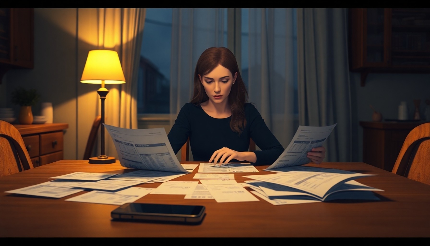 Aldatıldığını anlayan kadın gece mutfak masasında banka ekstrelerini incelerken